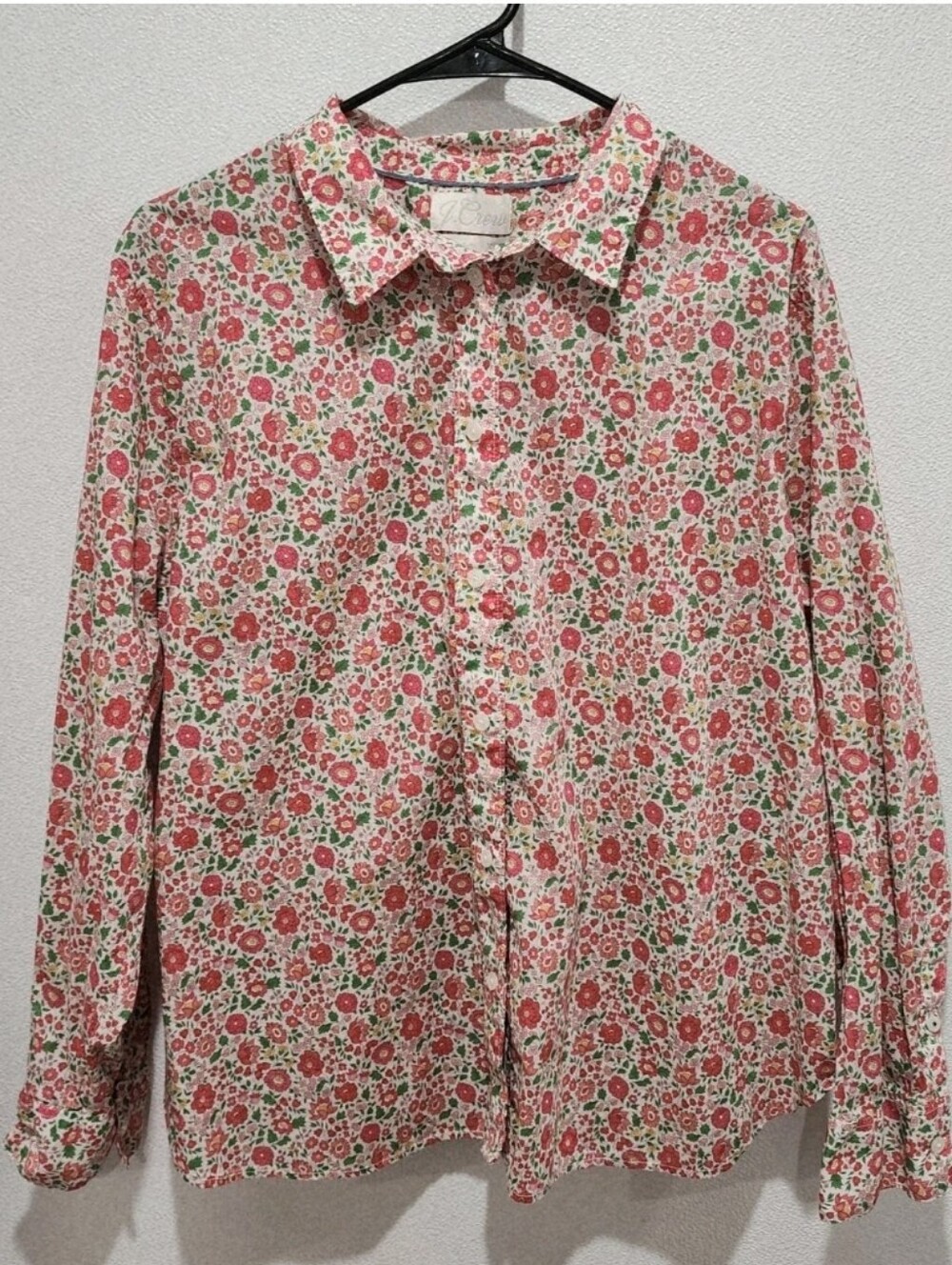 J Crew Button Down Shirt Liberty Fabric 24 Slim Floral Lightweight Long Sleeve